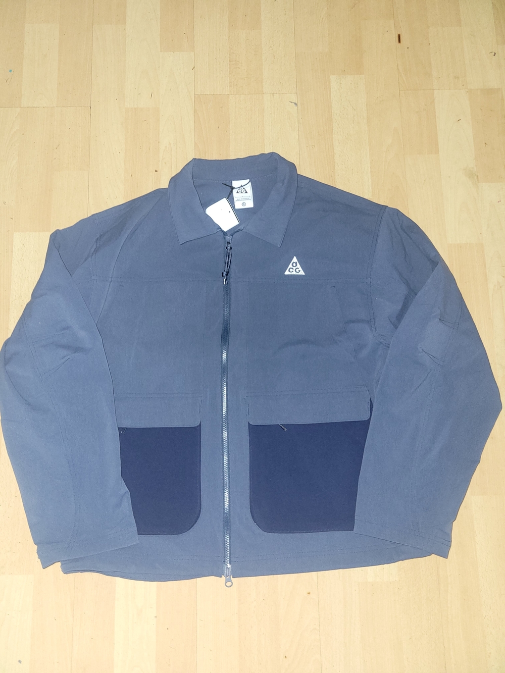Nike ACG Slate Blue Zip Shirt Jacket with Navy Patch Pockets